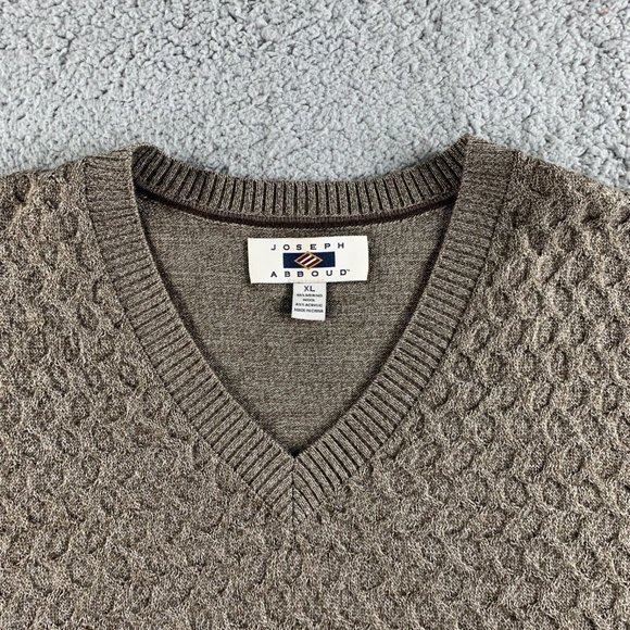 NEW Joseph Abboud Sweater Mens XL Brown Merino Wool Blend Pullover Cable Knit - Picture 5 of 11